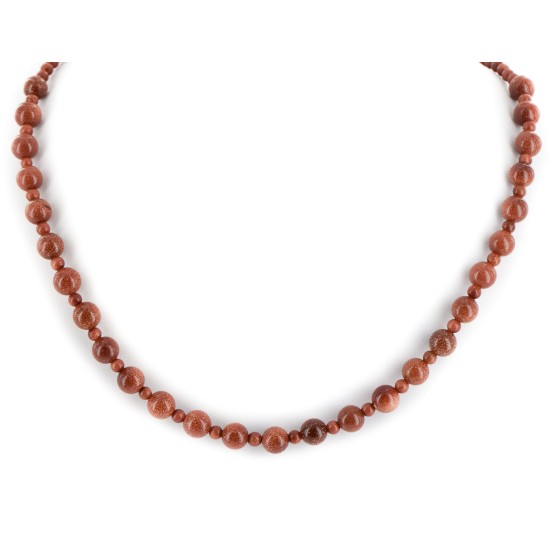Certified Authentic Navajo .925 Sterling Silver Natural Goldstone Native American Necklace 25312