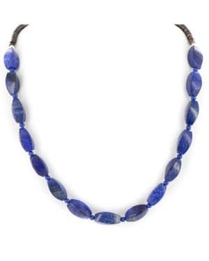 Certified Authentic Navajo .925 Sterling Silver Natural Lapis Lazuli Heishi Native American Necklace 25315
