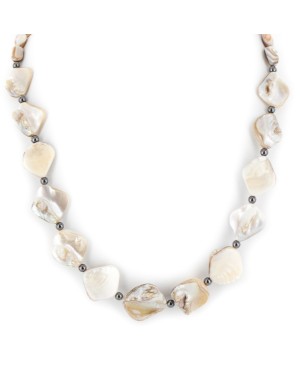 Certified Authentic Navajo .925 Sterling Silver Natural Mother of Pearl Hematite Native American Necklace 25313-3