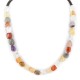 Certified Authentic Navajo .925 Sterling Silver Natural Multicolor Stones Quartz Amethyst Agate Native American Necklace 25310-1
