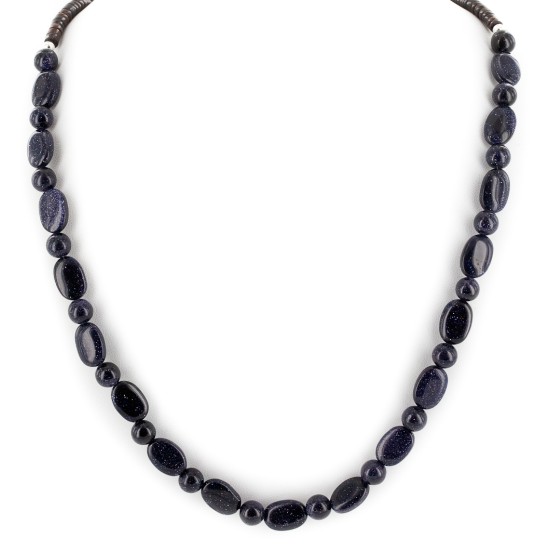 Certified Authentic Navajo .925 Sterling Silver Natural Purple Goldstone Native American Necklace 25308-2