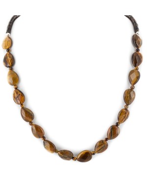 Certified Authentic Navajo .925 Sterling Silver Natural Tigers Eye Heishi Native American Necklace 25307-4