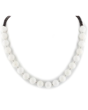 Certified Authentic Navajo .925 Sterling Silver Natural White Agate Heishi Native American Necklace 25313-4