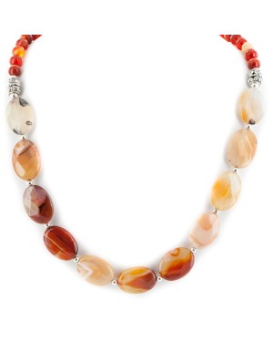 Certified Authentic Navajo Nickel Natural Carnelian Native American Necklace 25303-1