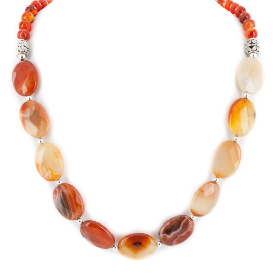Certified Authentic Navajo Nickel Natural Carnelian Native American Necklace  25303