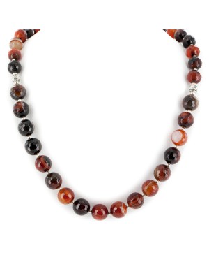 Certified Authentic Navajo Nickel Natural Carnelian Native American Necklace 25304