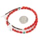 Certified Authentic Navajo .925 Sterling Silver Natural Turquoise Coral Chain Native American Necklace 17029