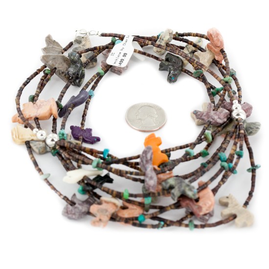 Large Certified Authentic 5 Strand Navajo .925 Sterling Silver Natural Turquoise Multicolor Stones Native American Necklace 17030 Large Certified Authentic 5 Strand Navajo .925 Sterling Silver Natural Turquoise Multicolor Stones Native American Necklace 17030