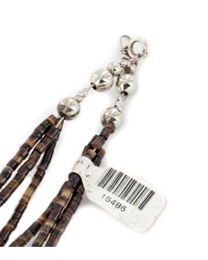 3 Strand Necklace Certified Authentic Navajo .925 Sterling Silver Natural Multicolor Stones Native American  15486-100