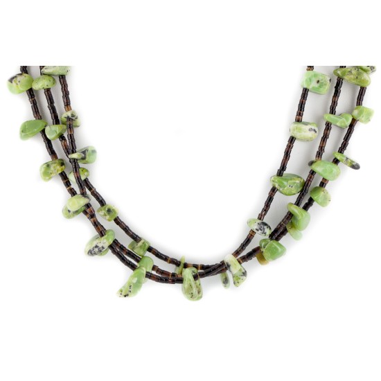 3 Strand Certified Authentic Navajo .925 Sterling Silver Natural Green Agate Native American Necklace 750106-441