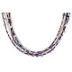 3 Strand Certified Authentic .925 Sterling Silver Navajo Natural Turquoise and Amethyst Native American Necklace 15984-41