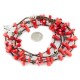 3 Strand Certified Authentic Navajo .925 Sterling Silver Natural Turquoise Coral Native American Necklace 15755-1
