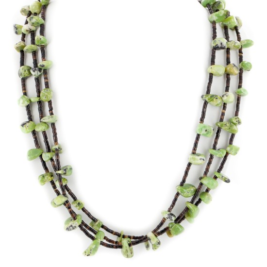 3 Strand Certified Authentic Navajo .925 Sterling Silver Natural Green Agate Native American Necklace 750106-441