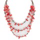 3 Strand Certified Authentic Navajo .925 Sterling Silver Natural Turquoise Coral Native American Necklace 15755-1