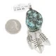 Feather .925 Sterling Silver Handmade Navajo Natural Turquoise Native American Pendant 14990-1