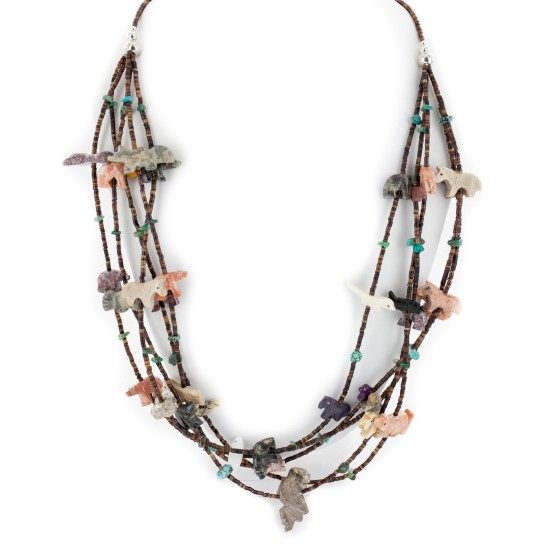 Large Certified Authentic 5 Strand Navajo .925 Sterling Silver Natural Turquoise Multicolor Stones Native American Necklace 17030 Large Certified Authentic 5 Strand Navajo .925 Sterling Silver Natural Turquoise Multicolor Stones Native American Necklace 17030