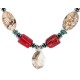 Certified Authentic Navajo .925 Sterling Silver Coral White Howlite Hematite Native American Necklace 16095