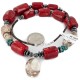 Certified Authentic Navajo .925 Sterling Silver Coral White Howlite Hematite Native American Necklace 16095