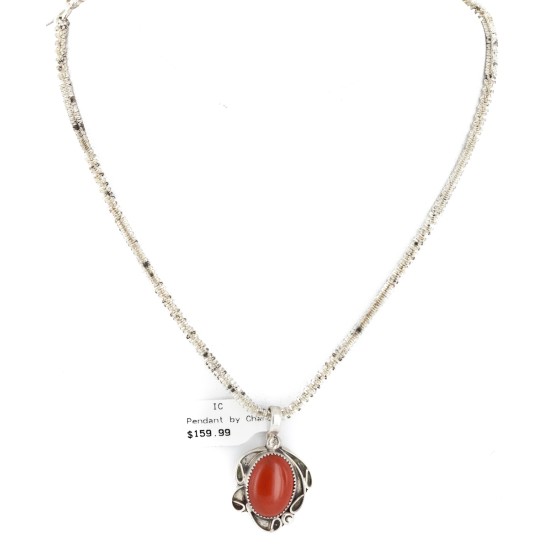 Certified Authentic Navajo .925 Sterling Silver Natural Red Jasper Native American Necklace 12908-6