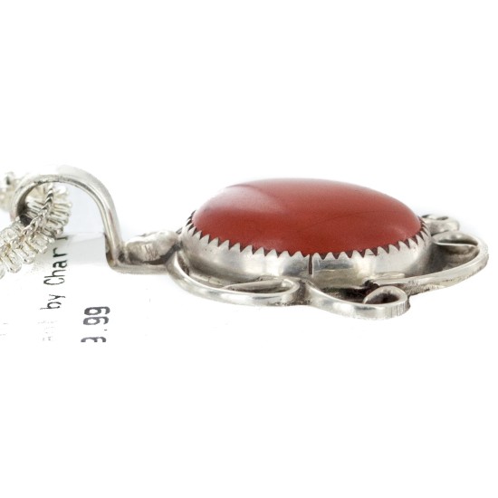 Certified Authentic Navajo .925 Sterling Silver Natural Red Jasper Native American Necklace 12908-6