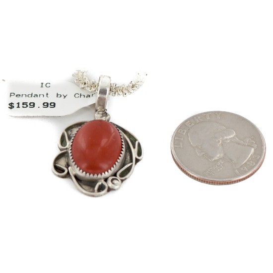 Certified Authentic Navajo .925 Sterling Silver Natural Red Jasper Native American Necklace 12908-6