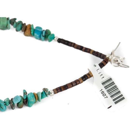 Certified Authentic Navajo Nickel Natural Turquoise Native American Necklace 12911-3-1607-71