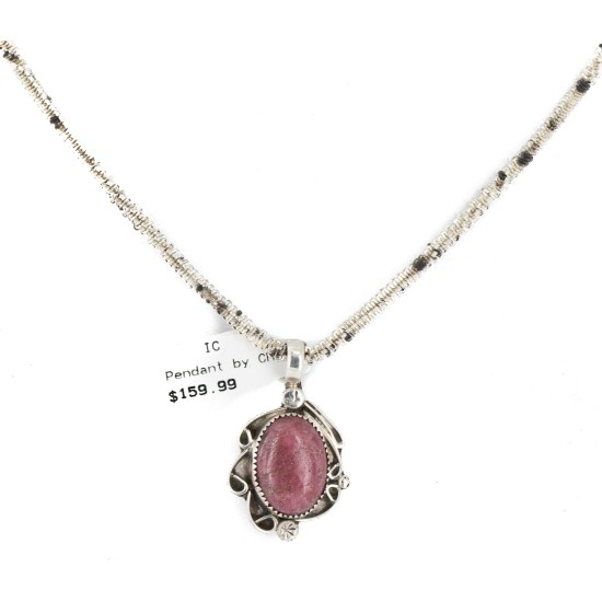 .925 Sterling Silver Certified Authentic Navajo Natural Charoite Native American Necklace 12908-9