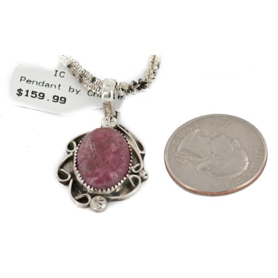 .925 Sterling Silver Certified Authentic Navajo Natural Charoite Native American Necklace 12908-9