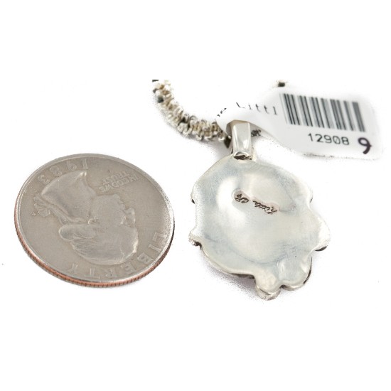 .925 Sterling Silver Certified Authentic Navajo Natural Charoite Native American Necklace 12908-9