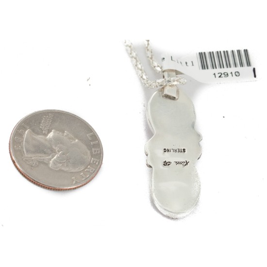 .925 Sterling Silver Certified Authentic Navajo Natural Mother of Pearl Native American Necklace 12910-1