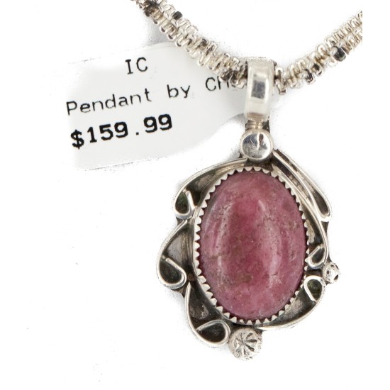 .925 Sterling Silver Certified Authentic Navajo Natural Charoite Native American Necklace 12908-9