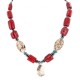 Certified Authentic Navajo .925 Sterling Silver Coral White Howlite Hematite Native American Necklace 16095