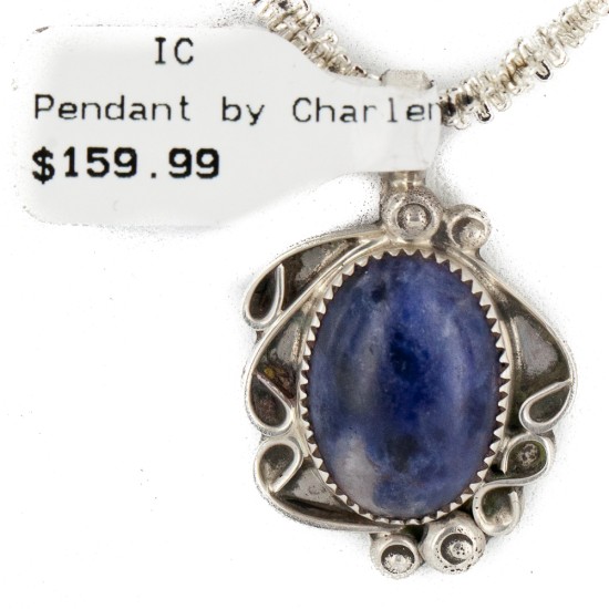 Certified Authentic Navajo .925 Sterling Silver Natural Lapis Native American Necklace 12908-1
