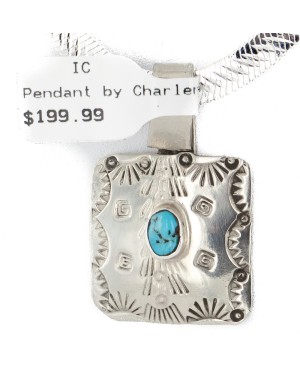Certified Authentic Navajo Nickel Natural Turquoise Native American Necklace 12911-2