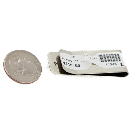 Handmade Certified Authentic Navajo Nickel and .925 Sterling Silver Natural Turquoise Native American Money Clip 11240-2