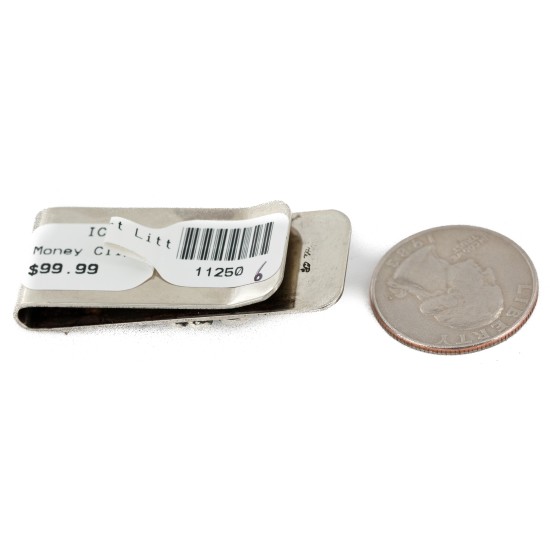 Handmade Certified Authentic Navajo Nickel and .925 Sterling Silver Natural Turquoise Native American Money Clip 11250-6