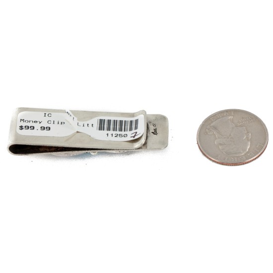 Handmade Certified Authentic Navajo Nickel and .925 Sterling Silver Natural Turquoise Native American Money Clip 11250-7 Handmade Certified Authentic Navajo Nickel and .925 Sterling Silver Natural Turquoise Native American Money Clip 11250-7