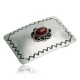 Certified Authentic Handmade Navajo Nickel Natural Red Jasper Native American Buckle 1217-4