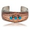 Handmade Certified Authentic Navajo Pure Nickel and Copper Native American Bracelet Natural Turquoise 12844-1