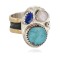 12kt Gold Filled 925 Sterling Silver Handmade Certified Authentic Navajo Natural Multicolor Stones Native American Ring  12689-1