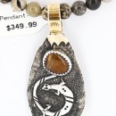 12kt Gold Filled .925 Sterling Silver Handmade Gecko Certified Authentic Navajo Tigers Eye Native American Necklace 390824760485