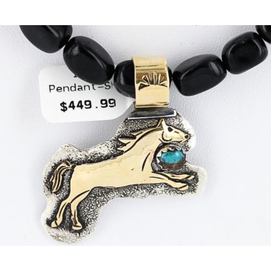 12kt Gold Filled .925 Sterling Silver Handmade Horse Certified Authentic Navajo SPIDER W Turquoise Native American Necklace 371039212501