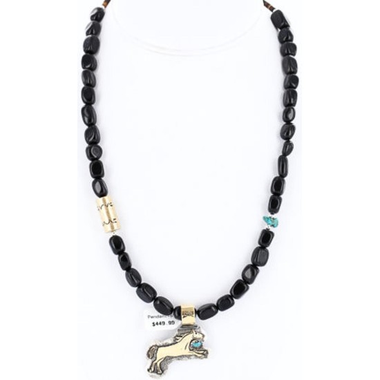 12kt Gold Filled .925 Sterling Silver Handmade Horse Certified Authentic Navajo SPIDER W Turquoise Native American Necklace 371039212501