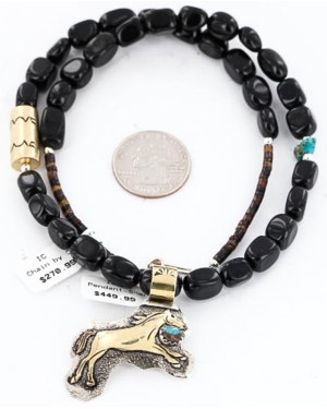 12kt Gold Filled .925 Sterling Silver Handmade Horse Certified Authentic Navajo SPIDER W Turquoise Native American Necklace 371039212501