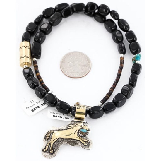 12kt Gold Filled .925 Sterling Silver Handmade Horse Certified Authentic Navajo SPIDER W Turquoise Native American Necklace 371039212501