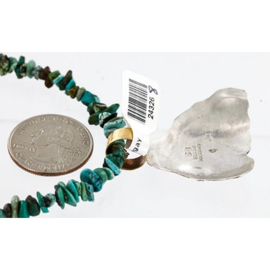 12kt Gold Filled .925 Sterling Silver Handmade Horse Certified Authentic Navajo Turquoise Native American Necklace 390851533256