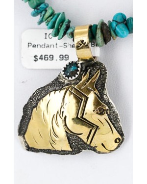 12kt Gold Filled .925 Sterling Silver Handmade Horse Certified Authentic Navajo Turquoise Native American Necklace 390851533256