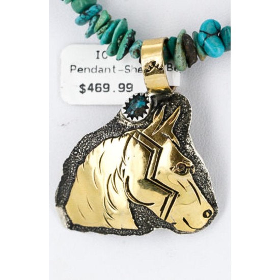 12kt Gold Filled .925 Sterling Silver Handmade Horse Certified Authentic Navajo Turquoise Native American Necklace 390851533256