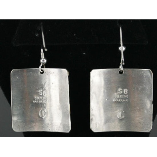 12kt Gold Filled .925 Sterling Silver Handmade MOUNTAIN Certified Authentic Navajo Native American Earrings 370953810715