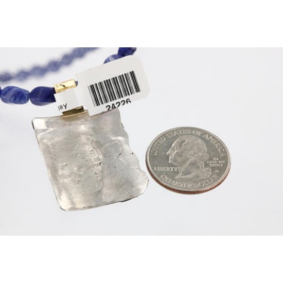 12kt Gold Filled .925 Sterling Silver Handmade NAVAJO LADY WEAVING RUG Certified Authentic Turquoise Native American Necklace 371010713055